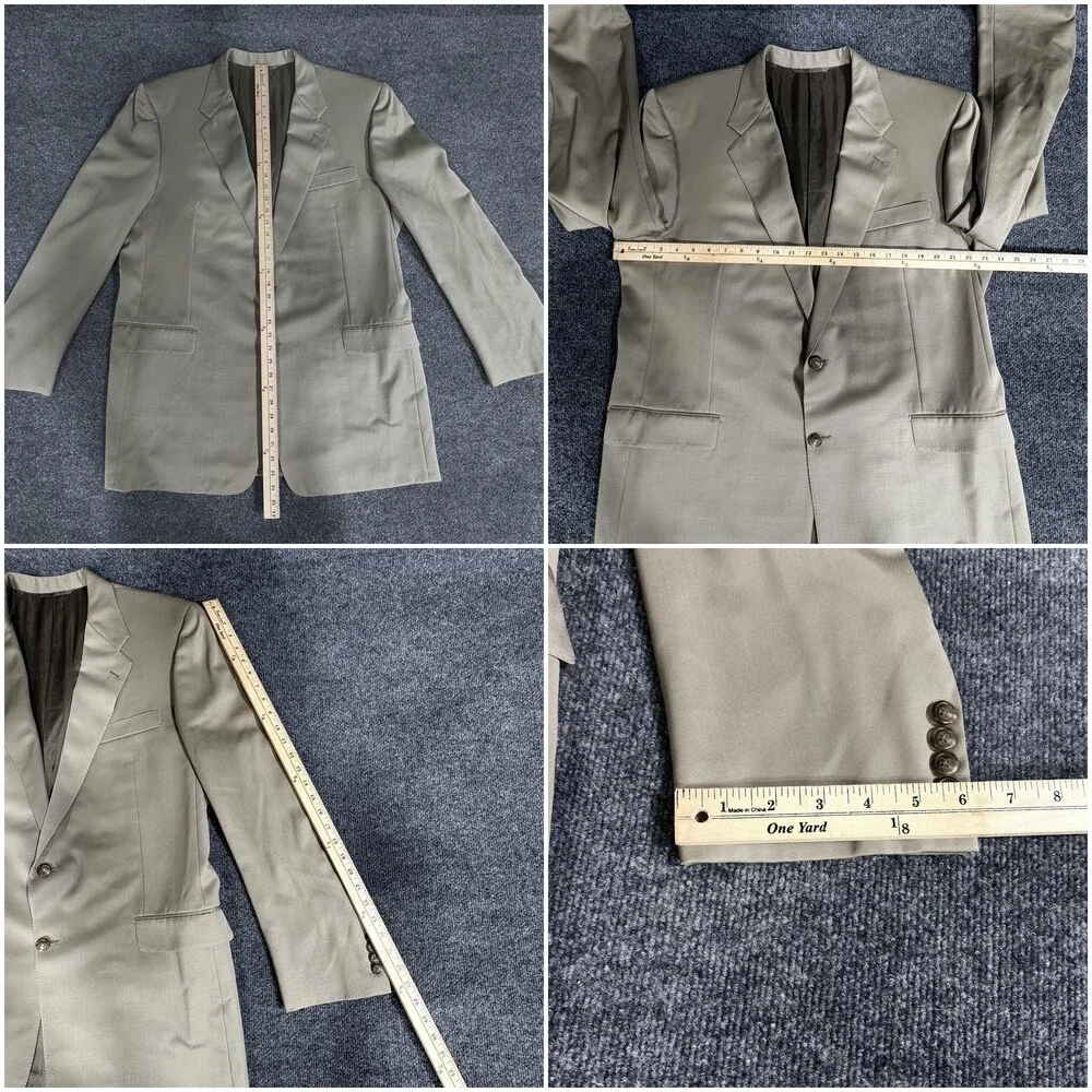 Vintage Hickey Freeman Blazer Mens 46 Long Taupe 100% Wool Boardroom Union USA